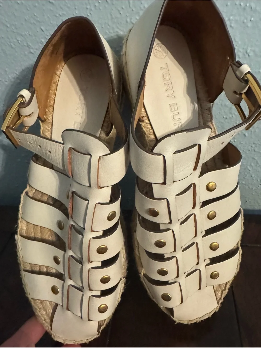 Tory Burch Leather Fisherman Espadrille Platform Sandals